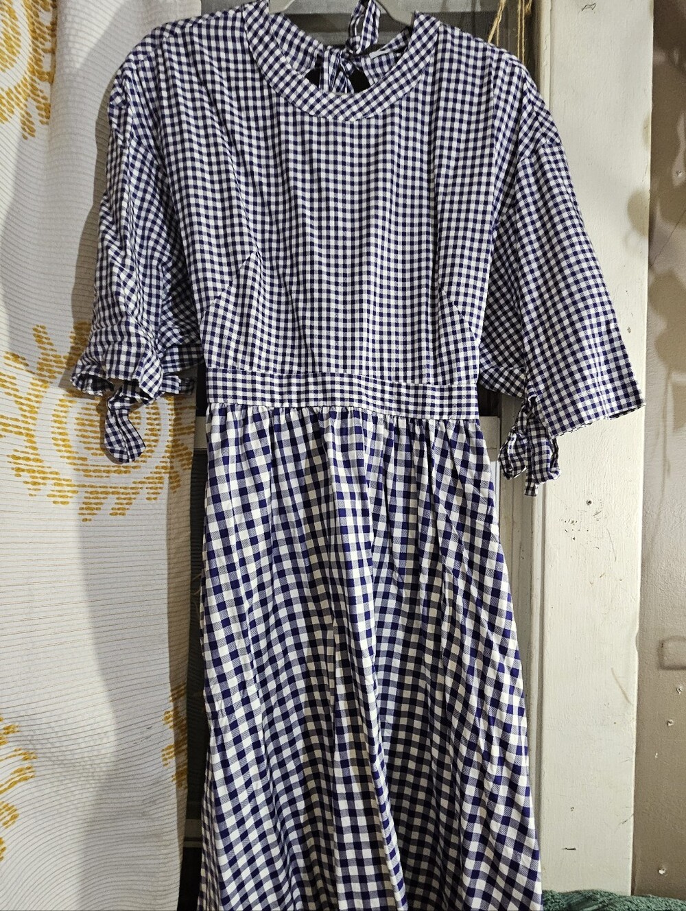 Rosetta Getty Navy and White Gingham Dress